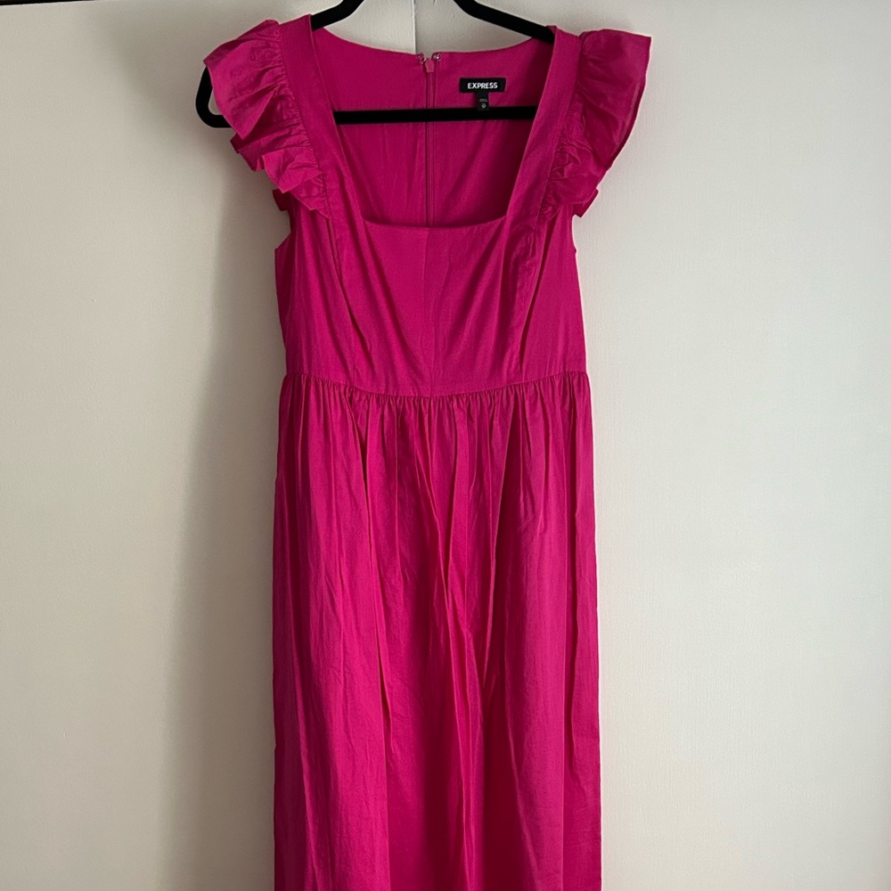 Express Fuchsia Ruffle Strap Maxi Dress - Picture 2 of 5